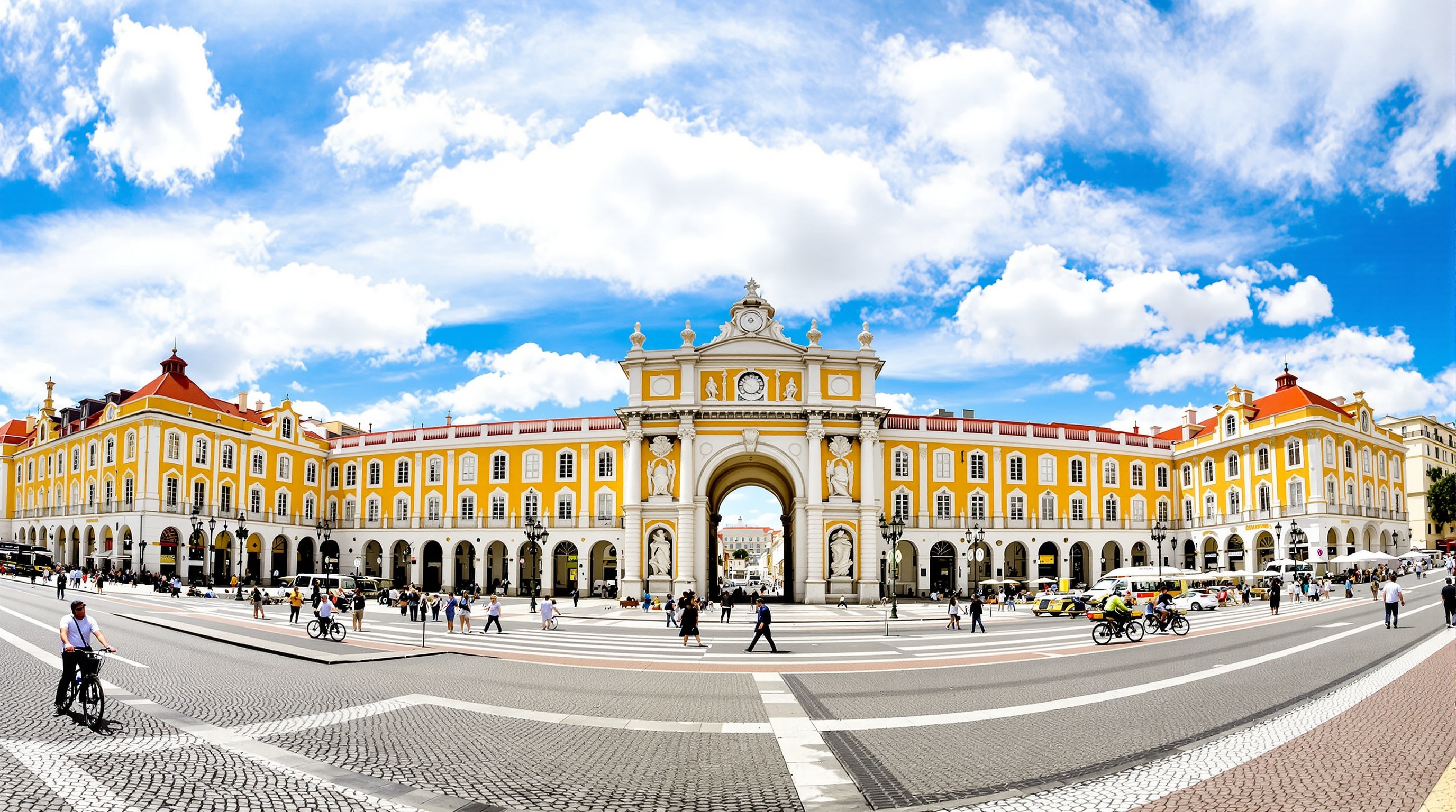 Vue panoramique Praça do Comércio Lisbonne Arco da Rua Augusta reconstruction pombaline