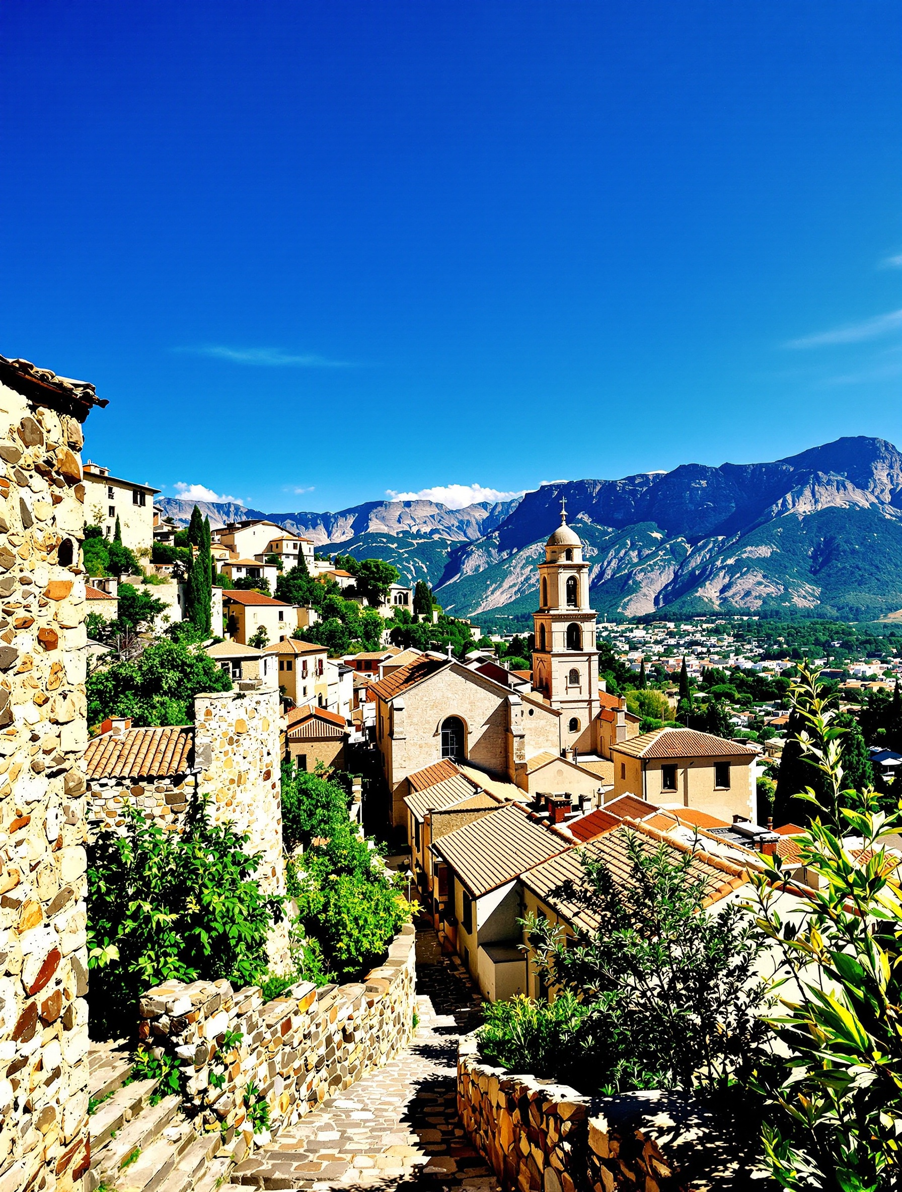 village de Zoza maisons pierre église Santa Margharita montagne authenticité